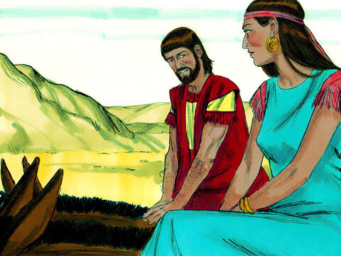 În timp ce intrau în Egipt Avram deveniseră îngrijorat. Sarai, soţia sa fusese foarte frumoasă. El se temea că Faraonul ar putea să îl ucidă pentru a se putea căsători cu Sarai. Astfel, îi spuse lui Sarai să se prefacă că ea nu este soţia, ci sora lui. – Imagine 14