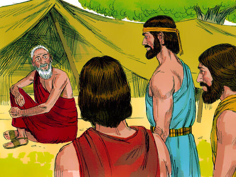În timp ce Avraam şedea lângă uşa cortului său la stejarii lui Mamre, şi-a ridicat ochii şi a văzut trei bărbaţi stând prin apropiere. Biblia ne spune că unul dintre aceştia era însuşi Domnul. – Imagine 1
