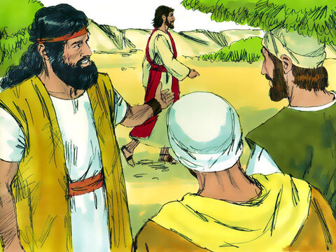 În ziua următoare, în timp ce Ioan stătea cu doi dintre ucenicii lui, Isus a trecut lângă ei. Ioan s-a uitat la El, şi a zis:<br/>– Iată Mielul lui Dumnezeu! – Imagine 2