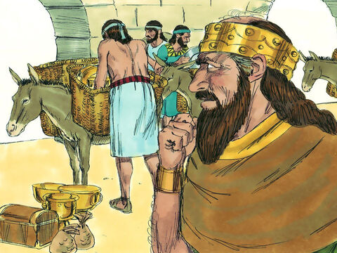 Comoara din Templu a ajuns în Damasc cu un mesaj de la regele Asa: „Să fie un legământ între Iuda şi Aram, aşa cum a fost între tatăl meu şi tatăl tău. Iată, îţi trimit argint şi aur! Rupe legământul tău cu Başa, regele lui Israel, ca el să se retragă.” – Imagine 8