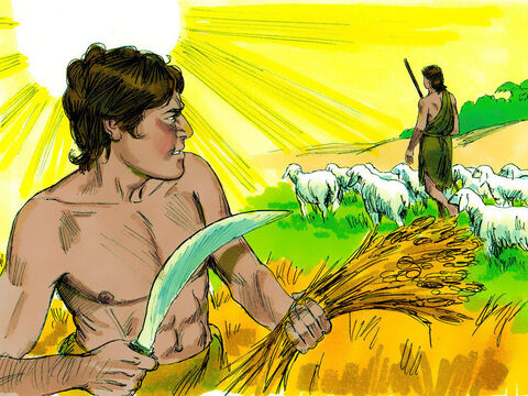 Într-o zi Cain a spus fratelui său:<br/>– Să mergem la câmp. – Imagine 6