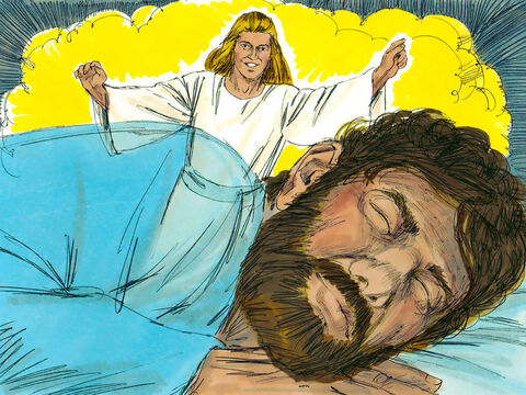 Însă un înger al Domnului i s-a arătat în vis şi i-a zis: – Iosif, nu te teme s-o iei pe Maria de soţie, căci ce s-a conceput în ea este de la Duhul Sfânt! Ea va naşte un Fiu, Căruia Îi vei pune numele Isus, pentru că El Îşi va mântui poporul de păcatele lui. – Imagine 7