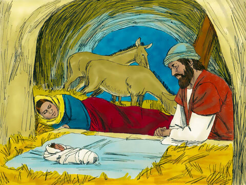 Maria L-a născut pe Isus într-un grajd, L-a înfăşat şi L-a culcat întro iesle. – Imagine 1