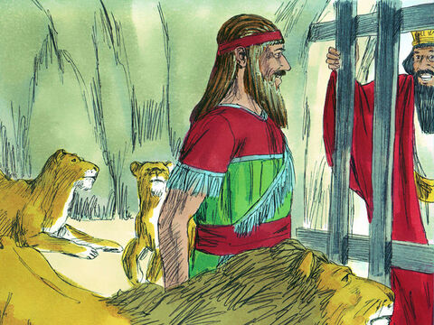 Daniel a răspuns: – Să trăieşti veşnic, împărate! Dumnezeul meu la trimis pe îngerul Său care a închis gura leilor, iar aceştia nu mi-au făcut nici un rău, pentru că am fost găsit nevinovat înaintea Lui. Împăratul s-a bucurat mult, şi a poruncit ca Daniel să fie scos din groapă. – Imagine 12