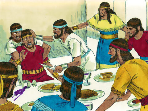 Doi ani mai târziu Absalom l-a îmbătat pe Amnon, apoi slujitorii lui l-au omorât. Regele David l-a jelit pe fiul său în fiecare zi. – Imagine 3