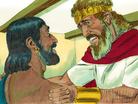 – Ce ştii despre tânărul Absalom? – a întrebat regele. – E teafăr? – Fie ca toţi cei care se ridică împotriva ta să ajungă ca tânărul acesta! – a răspuns mesagerul. – Imagine 23