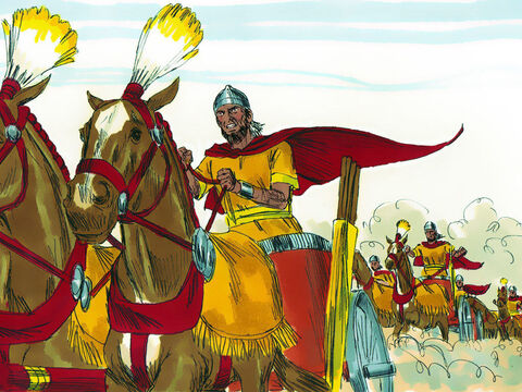 Oştirea s-a adunat la Helam, la frontiera ţării lui David. Regele David şi-a adunat toţi soldaţii, şi a pornit la Helam pentru a se lupta împotriva acestora. – Imagine 12