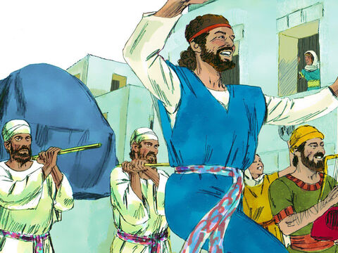 În timp ce Chivotul Legământului intra în Ierusalim, Mihal, soţia lui David, fiica lui Saul se uita prin fereastră. Când l-a văzut pe regele David dansând şi veselindu-se, l-a dispreţuit în inima ei. – Imagine 16