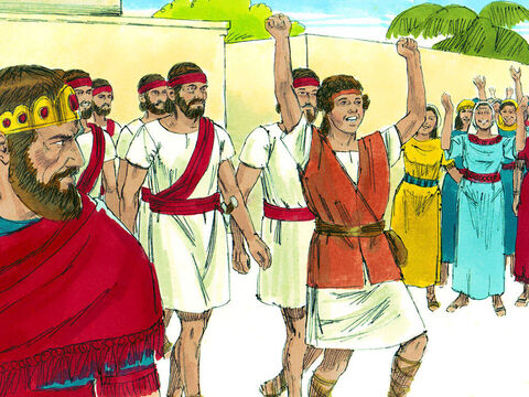 David a păstrat armele lui Goliat, şi s-a întors triumfător, ca un erou. – Imagine 20