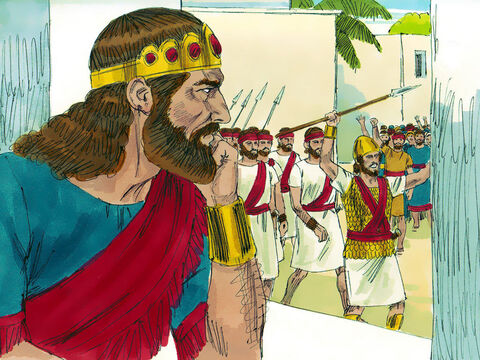 Astfel, Saul a hotărât să îl lase pe David să fie ucis în bătălie, şi l-a pus comandant peste o mie de oameni. Totuşi, Domnul era cu David, şi acesta s-a întors victorios din bătălii, devenind şi mai popular. – Imagine 5