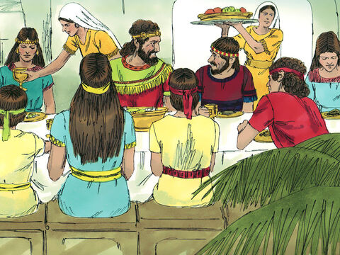 Din acea zi toţi membrii familiei lui Ţiba au devenit slujitorii lui Mefiboşet. El trăia în Ierusalim, şi mânca la masa regelui. – Imagine 9