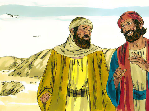 În a treia zi după răstignirea lui Isus și înmormântarea Lui, doi ucenici mergeau pe drum, ieșind din Ierusalim. Unul dintre ei era Cleopa. – Imagine 1