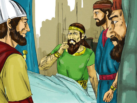 Într-o zi, Ahazia a căzut peste grilajul odăii lui de sus sin Samaria, şi s-a vătămat serios. Nefiind sigur de viitorul său, şi-a chemat mesajerii şi i-a zis:<br/>– Duceţi-vă şi întrebaţi-l pe Baal-Zebub, zeul Ekronului, dacă mă voi vindeca de boala aceasta. – Imagine 3