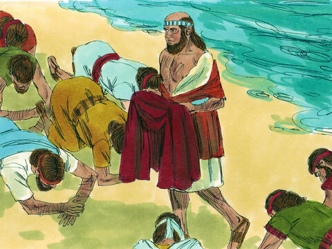 Când au văzut lucrul acesta, profeţii din Ierihon care priveau întâmplarea au zis: „Duhul lui Ilie a venit peste Elisei!“ I-au ieşit în întâmpinare şi i s-au închinat până la pământ. Au pornit să-l caute pe Ilie, deși Elisei i-a sfătuit să nu facă acest lucru. Ei au crezut că Duhul Domnului l-a așezat undeva pe pământ. L-au căutat timp de trei zile, dar nu l-au găsit. – Imagine 13