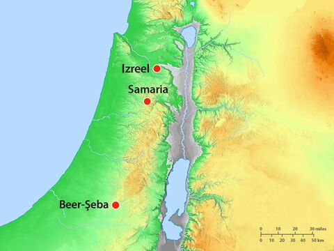 În Iudea Ilie și slujitorul lui au fugit mai departe în sud, până în orașul Beer-Şeba, unde au găsit o fântână cu apă potabilă. – Imagine 6