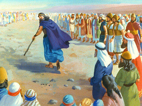 Oamenii au aşteptat, dar Baal nu a răspuns. Apoi Ilie a chemat oamenii în jurul lui, şi a început să pregătească jertfa. – Imagine 32
