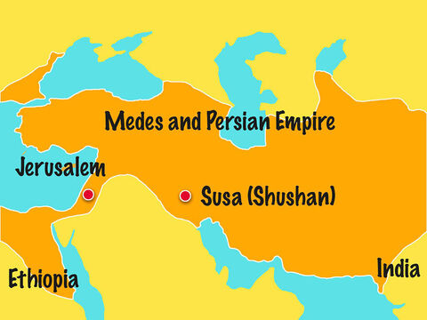 Împăratul Xerxes domnea peste Imperiul mezilor şi al perşilor, care se întindea peste 127 de ţinuturi de la Etiopia până la India. În acest Imperiu au locuit mulţi iudei. – Imagine 2