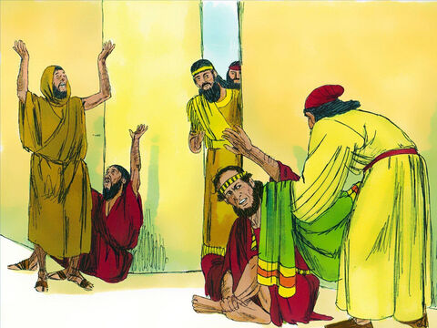 Când Estera a auzit despre cele întâmplate cu Mardoheu, l-a trimis pe Hatac, unul dintre slujitorii împăratului cu haine să se îmbrace. El însă le-a refuzat. – Imagine 3