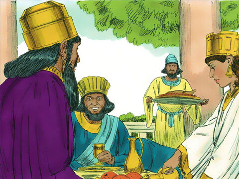 Astfel împăratul şi Haman s-au dus la ospăţul Esterei.<br/>– Care-ţi este dorinţa?, a întrebat iar împăratul. – Imagine 10