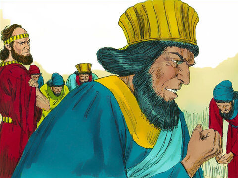 Haman a părăsit palatul vesel, dar când l-a văzut pe Mardoheu, care nu se apleca înaintea lui şi nu-l respecta, s-a umplut de mânie împotriva lui. – Imagine 12