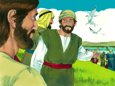 După amiază, ucenicii l-au grăbit pe Isus să-i trimită pe oameni în satele din apropiere să-și găsească de mâncare și adăpost.<br/>– Locul acesta este pustiu, și nu este nimic de mâncare, ziceau ei. – Imagine 4