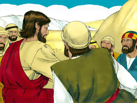 Isus le-a spus ucenicilor imediat să intre în barcă, și să se ducă în partea cealaltă a lacului până ce el dă drumul mulțimii. – Imagine 12