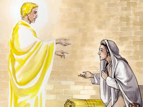 – De aceea Sfântul Care se va naşte va fi numit „Fiul lui Dumnezeu“. Iată că Elisabeta, ruda ta, a conceput şi ea un fiu, la bătrâneţe; şi ea, care era numită stearpă, este acum în luna a şasea! Căci nimic nu este imposibil cu Dumnezeu. – Imagine 8
