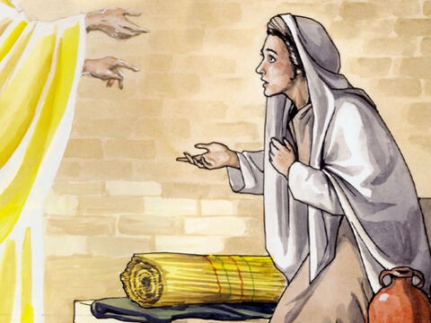 Maria a zis:<br/>– Iată-mă, sunt sclava Domnului! Facă-mi-se după cuvântul tău!<br/>Și îngerul a plecat de la ea. – Imagine 9