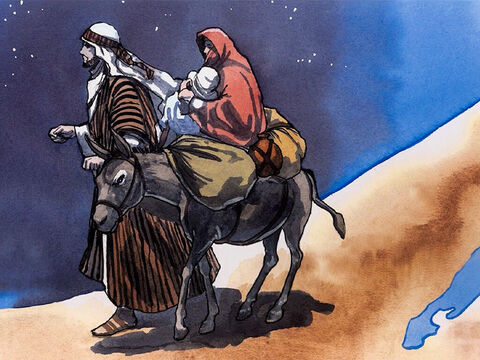 Iosif s-a sculat, a luat Copilul şi pe mama Lui şi a plecat în timpul nopţii în Egipt, unde a rămas până la moartea lui Irod, ca să se împlinească ceea ce a spus Domnul prin profetul care zice: „L-am chemat pe Fiul Meu din Egipt“. – Imagine 2