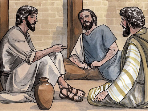 Isus le-a zis:<br/>– Veniţi şi veţi vedea!<br/>Ei s-au dus şi au văzut unde stătea; şi în ziua aceea au rămas cu El. Era cam pe la ora patru după amiază. – Imagine 3