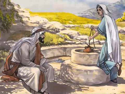 O femeie din Samaria a venit să scoată apă. Isus i-a zis: – Imagine 5