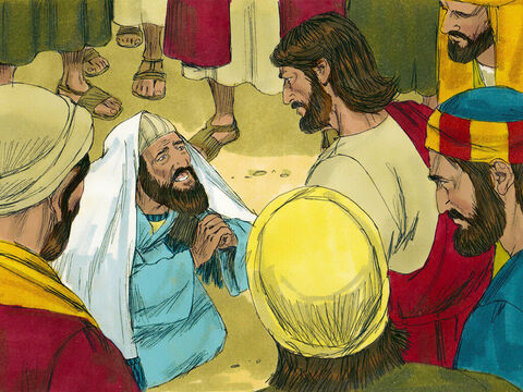 Iair a venit, a căzut la picioarele lui Isus şi L-a rugat să vină la el acasă, pentru că fiica lui era pe moarte. – Imagine 3
