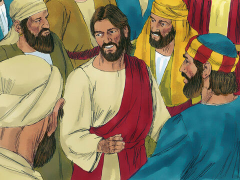 Isus şi-a dat seama imediat că din El ieşise o putere şi, întorcânduSe spre mulţime, a întrebat: – Cine M-a atins? Ucenicii I-au zis: – Vezi că mulţimea se îmbulzeşte în Tine şi mai întrebi: „Cine M-a atins?” Dar Isus a zis: – M-a atins cineva, pentru că ştiu că a ieşit o putere din Mine. – Imagine 8