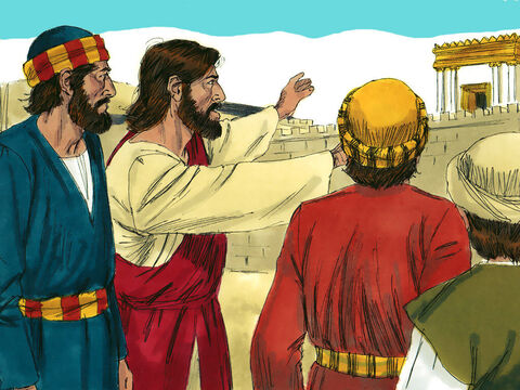 Isus stătea pe Muntele Măslinilor, iar dis-de-dimineaţă s-a dus în Templul din Ierusalim. – Imagine 1