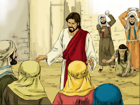 L-au întrebat pe Isus:<br/>– Învăţătorule, această femeie a fost prinsă chiar în timp ce comitea adulterul. În Legea lui Moise citim ca pe astfel de femei să le ucidem cu pietre. Tu ce zici? – Imagine 4