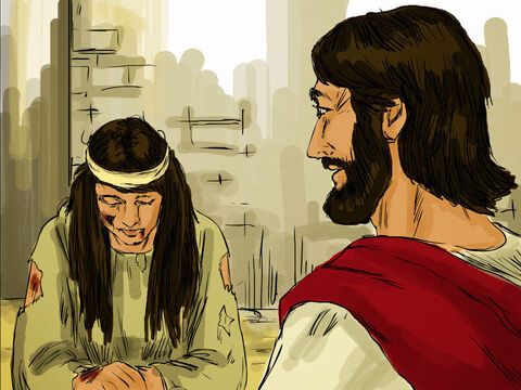 La sfârşit, Isus a rămas singur cu femeia care stătea în faţa mulţimii. Isus S-a ridicat şi a întrebat-o:<br/>– Femeie, unde sunt toţi? Nu te-a condamnat nimeni?<br/>– Nimeni, Doamne! răspunse ea. – Imagine 9