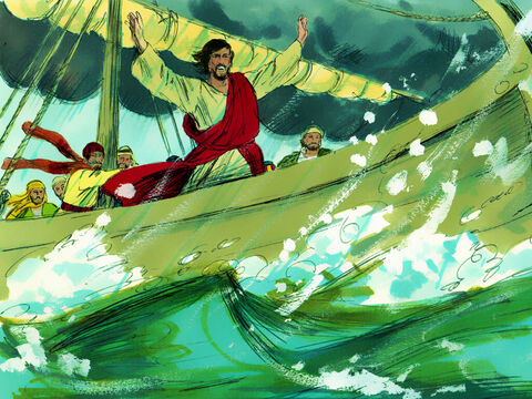 Isus s-a sculat în corabia care se balansa, şi a poruncit vântului şi valurilor: – Tăceţi! Linişte! – Imagine 8