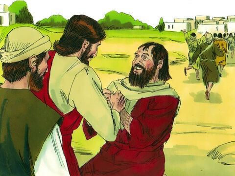 Unul dintre ei, un samaritean, când a văzut că a fost vindecat, s-a întors slăvindu-L pe Dumnezeu cu glas tare. El a căzut cu faţă la pământ la picioarele lui Isus şi I-a mulţumit. – Imagine 4