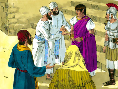 Dimineaţa devreme conducătorii preoţilor şi bătrânii L-au legat pe Isus şi L-au dus la Pilat, guvernatorul roman. – Imagine 1