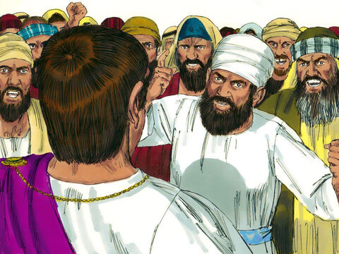 Conducătorii preoţilor şi bătrânii L-au acuzat pe Isus că se identifică ca fiind Regele Iudeilor şi a început o răscoală. Isus n-a răspuns, ceea ce l-a surprins pe Pilat. – Imagine 3
