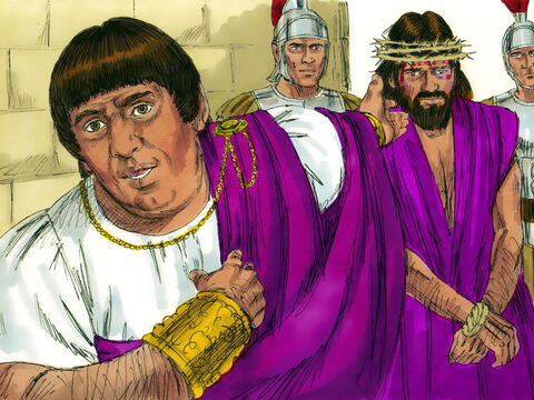 Pilat le-a spus conducătorilor preoţilor şi a poporului:<br/>– Eu nu găsesc nici o vină în El! Nici Irod nu L-a găsit vinovat după interogare. Aşadar, după ce-L voi pedepsi, Îl voi elibera! – Imagine 11
