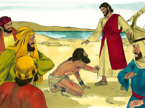 Dar în loc să-l atace pe Isus, el a căzut pe genunchi în faţa Lui. Isus i-a poruncit: – Duh necurat, ieşi afară din omul acesta! Omul tulburat a strigat cu glasul tare: – Ce vrei să faci cu mine, Isuse, Fiul Dumnezeului Celui Preaînalt? – Imagine 6