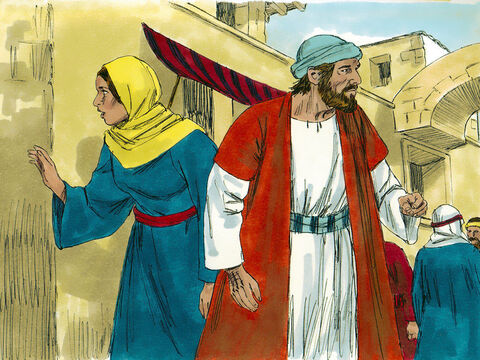 După ce L-au căutat peste tot, şi-au dat seama că Isus nu era cu rudele şi cu prietenii lor. Au pornit înapoi spre Ierusalim imediat, şi L-au căutat în oraş trei zile. – Imagine 5