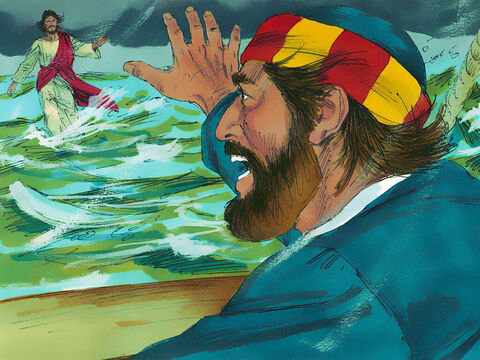 – Doamne, dacă eşti Tu, – l-a rugat Petru, – spune-mi să merg la Tine pe mare. – Vino! – răspunse Isus. – Imagine 7