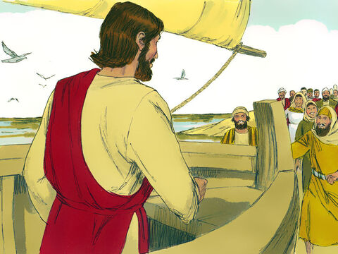Când au coborât din corabie, oamenii L-au recunoscut pe Isus, şi au început să-I aducă pe cei bolnavi. Toţi cei care au atins poala hainei au fost vindecaţi. – Imagine 12
