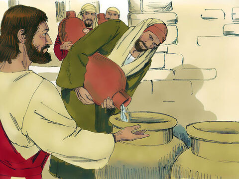 Isus i-a spus servitorilor să umple vasele cu apă. Aceştia L-au ascultat, şi au umplut fiecare vas complet. – Imagine 5