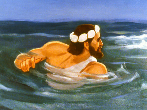 În timp ce Iona era în apă, Dumnezeu a pregătit şi a trimis o peşte mare. – Imagine 24