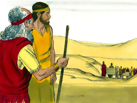 Când Iacov a auzit că în Egipt se vând cereale, le-a spus fiilor:<br/>– Mergeţi, şi cumpăraţi cereale ca să nu murim de foame.<br/>Iacov însă nu l-a lăsat cu ei pe fratele mai tânăr al lui Iosif, Beniamin, pentru că se temea că i se va întâmpla vreo nenorocire. – Imagine 1