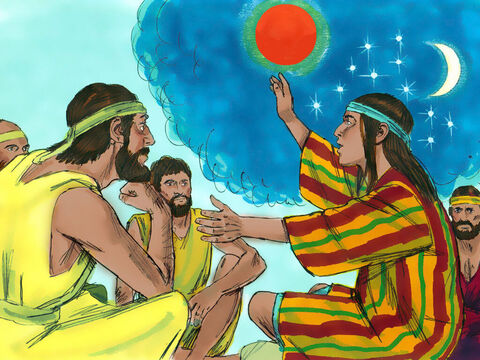 Iosif a mai avut un vis şi l-a istorisit şi pe acesta fraţilor săi:<br/>– Ascultaţi. De data asta soarele, luna şi unsprezece stele se plecau înaintea mea. – Imagine 5