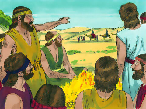 Iuda le-a zis fraţilor săi:<br/>– Să nu-l omorâm pe Iosif. Haideţi să-l vindem ismaeliţilor!<br/>Astfel l-au tras afară pe Iosif din fântână, şi l-au vândut negustorilor ismaeliţi cu douăzeci de şecheli de argint. – Imagine 13